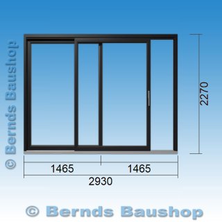 Hebe-Schiebe-Tür (HST) | 293 x 227 (B x H) | anthrazit | links: Festelement | rechts: Hebe-Schiebe-Flügel | TI901