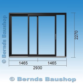 Hebe-Schiebe-Tür (HST) | 293 x 227 (B x H) | anthrazit | links: Festelement | rechts: Hebe-Schiebe-Flügel | TI901