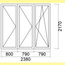 3 flg. Balkontür mit Rollladen | 238 x 217 / 241 x 238,5...