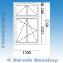 1 flg. Fenster mit Kipp Oberlicht / Segmentbogen | 109 x 180,5 | links | weiß | 3-fach Glas | UB263