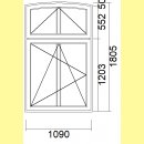 Fenster mit Kipp Oberlicht / Segmentbogen | 109 x 180,5 |...