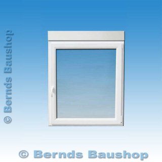1 flg. Fenster | 100 x 110 + 21,5 cm Aufsatzrollladen mit Gurt | weiß | ISO 4/12/4/12/4 | DIN rechts | VI268