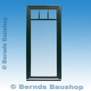 Balkontür flache Schwelle und Sprossen | 100 x 213 | rechts | Moosgrün | 3-fach Glas | RD522