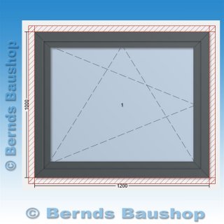 anthrazites Renovationsfenster | 120 x 100 | rechts | 2-fach Glas | VJ262