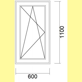 1 flg. Fenster | 60 x 110 + 17,5 cm Aufsatzrollladen mit Gurt | links | weiß | 3-fach Glas | WC261