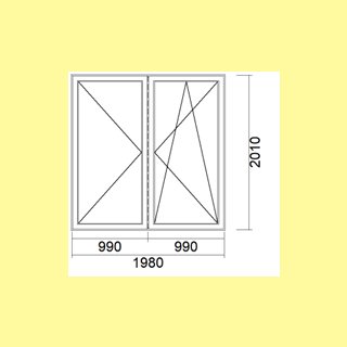 2 flg. Balkontür | 198 x 201 | weiß | 3-fach Glas | RA531
