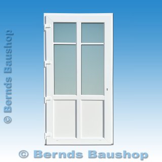 Eingangstür mit Sprossen | weiß | 114 x 220 | links auswärts öffnend | Einzelstück | umlaufend stahlverstärkt | 3-fach Glas | VL761