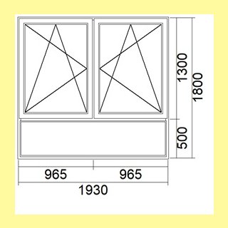 2 flg. Fenster mit Unterlicht | 193 x 180 | DK/DK | anthrazit | 2-fach Glas | WJ411