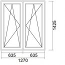 2 flg. Fenster mit Rolladen | 130 x 142,5 + 17,5 cm | DK/DK (Pfosten) | weiß | 2-fach Glas | XA412