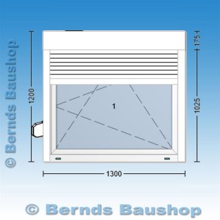 Fenster mit Aufsatzrollladen | 130 x 120 cm | links | weiß | 2-fach Glas | XA264