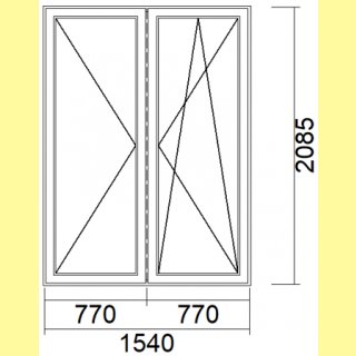 2 flg. Balkontür | 154 x 208,5 | weiß | 2-fach Glas | XD531