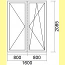 2 flg. Balkontür | 160 x 208,5 | weiß | 2-fach...