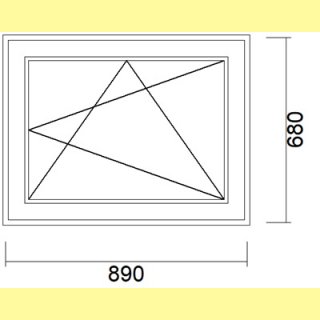 1 flg. Fenster | 89 x 68 | rechts | weiß | 3-fach Glas VSG mit matter Folie | XD261