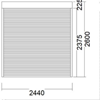 Aufsatz-Rollladen | 22,5er Kasten | Mahagoni | Panzer: grau | 244 x 255 cm | Motor: links | XE801