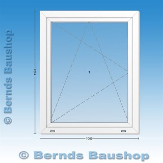 1 flg. Fenster | 106 x 132 | rechts | weiß | 2-fach Glas | XF261