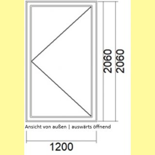 1 flg. Balkontür beidseitig abschließbar | 120 x 206 | rechts auswärts öffnend | weiß | 2-fach Glas | XL522