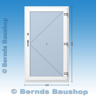 Balkontür beidseitig abschließbar | 120 x 206 | auswärts öffnend | weiß | 2-fach Glas | XL52