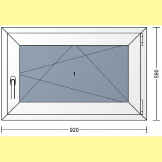 1 flg. Fenster | 92 x 59 | rechs | weiß | 2-fach Glas Milchglas | YJ263