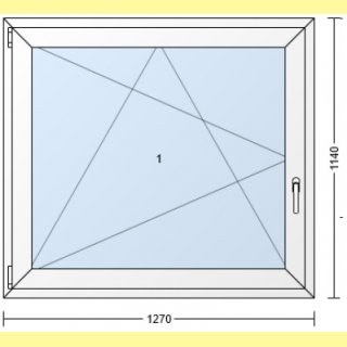 1 flg. Fenster | 127 x 114 | links | weiß | 2-fach Glas | YJ264