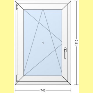 1 flg. Fenster | 74 x 111 | links | weiß | 2-fach Glas | YJ265