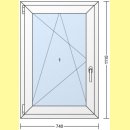 1 flg. Fenster | 74 x 111 | links | weiß | 2-fach...