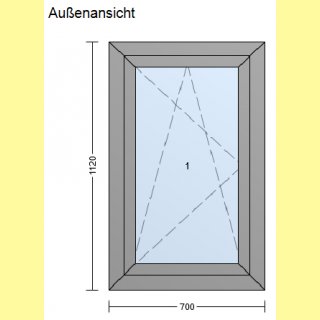 1 flg. Fenster | 70 x 112 | links und rechts | grau | 2-fach Glas