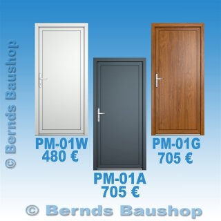 Kunststoff Nebeneingangstür ohne Lichtausschnitt | auswärts öffnend | PM-01 | weiß | anthrazit | Golden Oak