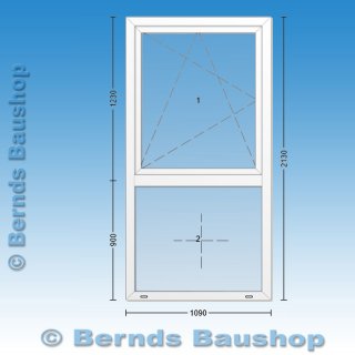 Fenster mit festem Unterlicht | 109 x 213 | rechts | weiß | 3-fach Glas | YJ271