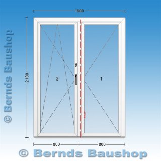 weiße Kunststoff Stulp-Balkontür | 2-fach Glas | flache Balkontürschwelle | beidseitig abschließbar | 160 x 210