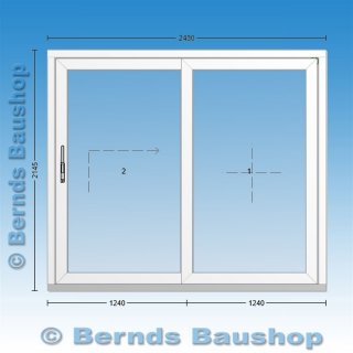 weiße Kunststoff Hebeschiebetür (HST) | 248 x 214,5 (B x H) | links: Festelement | rechts: Hebe-Schiebe-Flügel | XL901