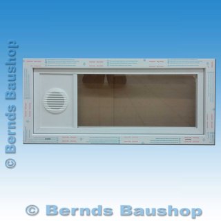 Kipp-Kellerfenster mit Wäschetrockneranschluss | 102 x 46 | Kipp | weiß | 2-fach Glas (KF-18)
