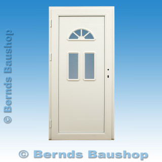 Haustür BK-06A | Ornamentglas 504 weiß | weiß / anthrazit glatt | 98 x 208 | DIN rechts einwärts öffnend