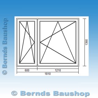 2 flg. Fenster | 181 x 139 | DK/DK | anthrazit | 2-fach Glas | SB414