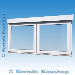 2 flg. Fenster | 206 x 135 + 21,5 cm Aufsatzrollladen mit Motor | schokobraun | DK/ DK | SF411