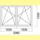 2 flg. Fenster | 206 x 135 + 21,5 cm Aufsatzrollladen mit...