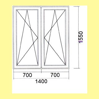 2 flg. Fenster | 140 x 155 + 21,5 cm Aufsatzrollladen mit Motor | DK/DK | weiß | 3-fach Glas | TC412
