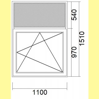 1 flg. Fenster mit festem Oberlicht | 110 x 151 | rechts | weiß | 2-fach Glas | TK271