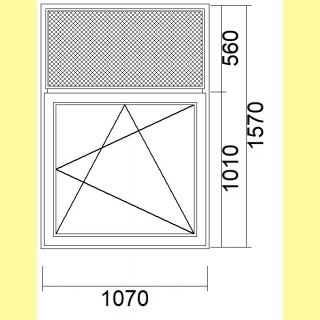 1 flg. Fenster mit festem Oberlicht | 107 x 157 | rechts | weiß | 2-fach Glas | TK272