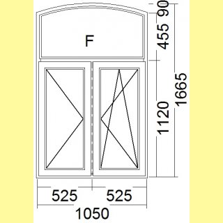 2 flg. Fenster-Stulp | 105 x 166,5 | links Dreh; rechts Dreh-Kipp | weiß | SI311