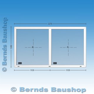Festelement | 227 x 128 cm | 2-fach Glas Chinchilla | weiß | UA585