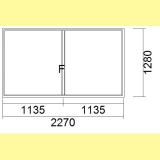 Festelement | 227 x 128 cm | 2-fach Glas Chinchilla | weiß | UA585