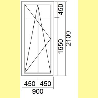 1 flg. Balkontür mit Sprossen | 90 x 210 | links | weiß | 2-fach Glas | UA521