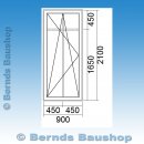 Skizze einer Balkontür mit eingezeichnetem Sprossenkreuz (Senkrecht mittig, Höhe von oben 45 cm)