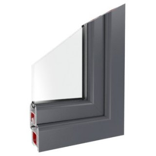 2 flg. Fenster-Stulp | 127 x 136 | links Dreh; rechts Dreh-Kipp | weiß/ Basaltgrau | UA311