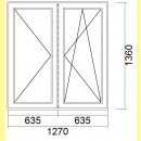 2 flg. Fenster-Stulp | 127 x 136 | links Dreh; rechts...