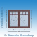 Sprossen Fenster mit Aufsatzrollo | 163 x 156,5 cm | Schokobraun | 3-fach Glas | UA312
