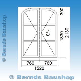Stulp-Haustür aus Holz mit Bogen | 152 x 183/213 | links Gehflügel | weiß | UB731
